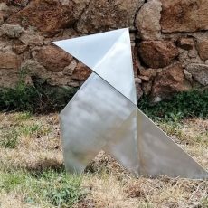 Cocotte origami en zinc naturel, design pour décoration intérieure et extérieure