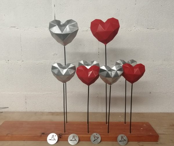 Coeur origami décoratif en métal , design pour décoration intérieure et extérieure